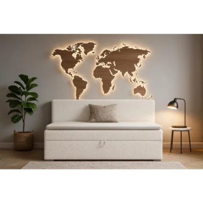 Deine Möbel 24 Boxspringbett PAOLO in Creme, Liegefläche 90x200 cm – mit Bettkasten, Bonellfederkern